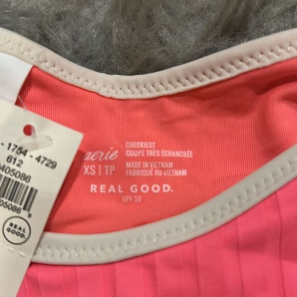 NWT‎ aerie cheekiest pink and white swimsuit bottoms size xs - Picture 2 of 5
